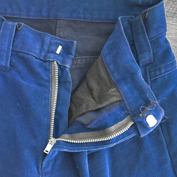 VTG 70s Bright Blue‎ Flare Bell Bottom Pants Womens XS Disco Hippie Contact - Picture 5 of 7